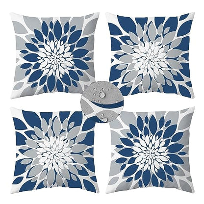 Qahing Outdoor Waterproof Pillow Covers for Patio, 20x20, Blue Grey