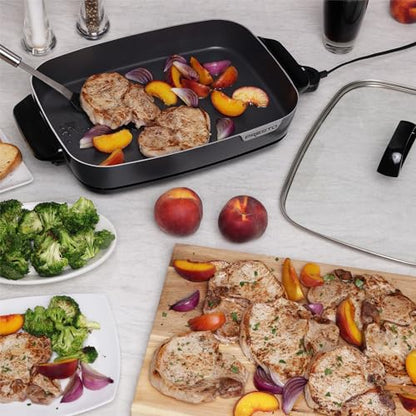 Presto 06858 16-Inch Slimline Electric Skillet with Glass Cover - Nonstick, Adjustable Temperature, Black