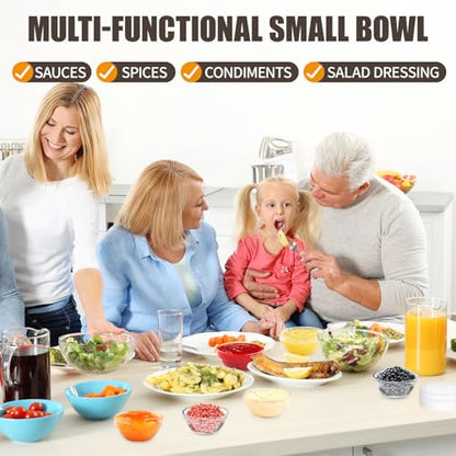 6 Pack Mini 3 Inch Small Glass Bowls with 6 Pack Lids, 2.5 oz Clear Glass Pinch Bowls, Condiment Containers, for Dips, Nuts, Candy, Snacks, Meal Prep Bowls