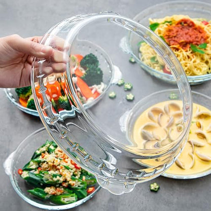 1 Pack Round Glass Pie Pans for Baking Round Baking Dishes with Handles for Apple Pie Pumpkin Pie Salads(Clear 9in)