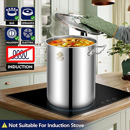 ARC 32QT Stainless Steel Stock pot 6-Piece For Seafood Boil Pot with Basket and Steamer Rack,Cookware for Crawfish Crab Shrimp Lobster Boiling Pot, Turkey Fryer Pot, Tamale Steamer Pot with Strainer