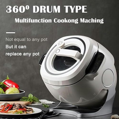 Wzglod Auto Cooking Machine, Commercial Food Processor with Soup Spoon, Multifunctional Cooker Stir Fry Machine for Home Kitchens Restaurant, 6L Pot Capacity and 3 Gears Firepower