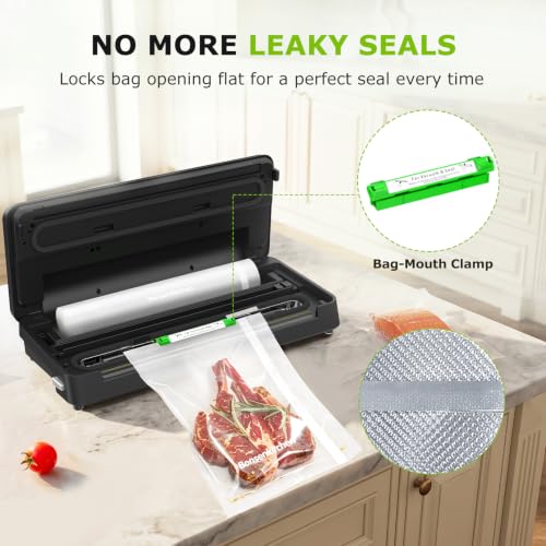 Bonsenkitchen Vacuum Sealer Machine,1 Roll&5 Pre-Cut Bags,Multiple Modes