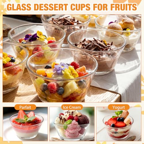 Ferrochef 20 Pack Small Glass Bowls Set 10 Oz Glass Ice Cream Bowls Prep Serving Mini Container For Kitchen Restaurant Party, Side Dishes For Dessert Ice Cream Dipping Yogurt Cereal(Smooth)