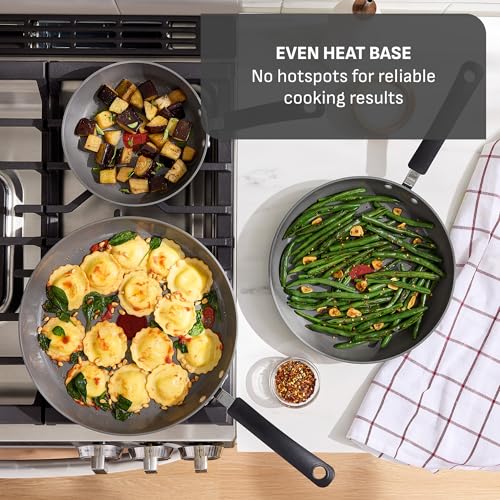T-Fal Ultimate Hard Anodized 12-Piece Ceramic Nonstick Cookware Set, Oven Safe Up to 400°F, Ceramic Pots and Pans Set, Frying Pans, Saucepan, Stockpot, Cooking Utensils, Stone