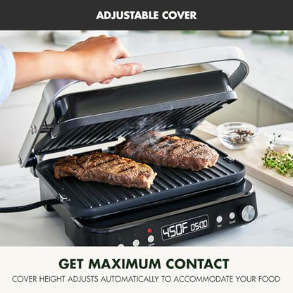 GreenPan 6-in-1 Multifunction Removable Plate Indoor Grill & Electric Griddle, Diamond Infused PFAS Free Ceramic Nonstick Reversible Plates, Opens Flat, Adjustable Temp, Panini Press, Black