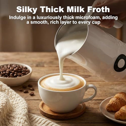 Milk Frother and Steamer, 4 in 1 Electric Milk Frother, 11.8oz Automatic Hot and Cold Foam Maker and Milk Warmer for Latte, Cappuccino, Hot Chocolate, Dishwasher Safe