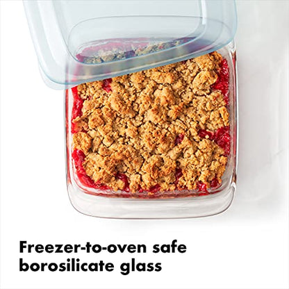 OXO Good Grips Freezer-to-Oven Safe 2 Qt Glass Baking Dish with Lid, 8 x 8