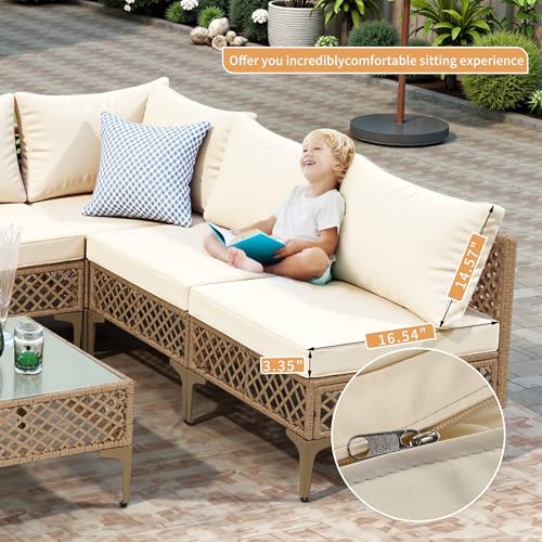 FHFO 7 Piece Patio Furniture Set, Outdoor Wicker Sectional Sofa Set
