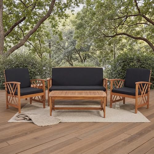 SAFAVIEH Outdoor Fontana 4-Piece Patio Sectional Sofa Set, 40.2" PAT7008X
