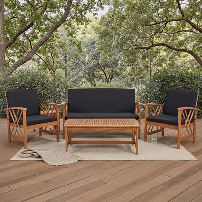 SAFAVIEH Outdoor Fontana 4-Piece Patio Sectional Sofa Set, 40.2" PAT7008X