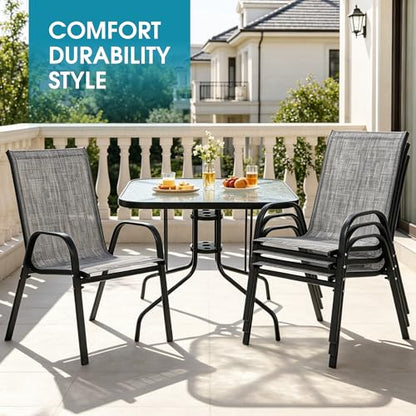 Villeston 5 Piece Patio Dining Set with Wider 24.4" Stackable Chairs