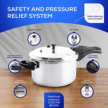 Universal Ultra 4.75 Quart Pressure Cooker, Anti-Rust Aluminum Stovetop Pressure Cooker with 5-Layer Safety System, Dishwasher Safe, 5-Serving Capacity