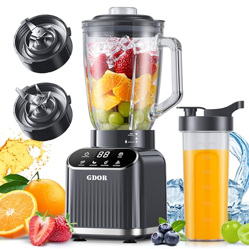 GDOR Smoothie Blender for Kitchen,1200W Glass blender with 5 Smart Programs