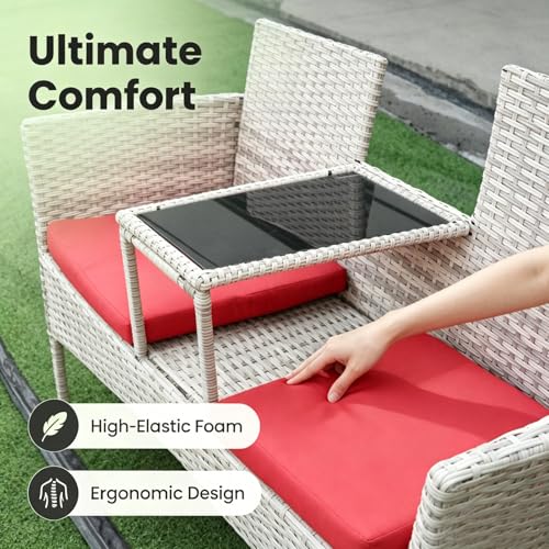 Wicker 2-Seat Outdoor Patio Loveseat