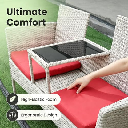 Wicker 2-Seat Outdoor Patio Loveseat