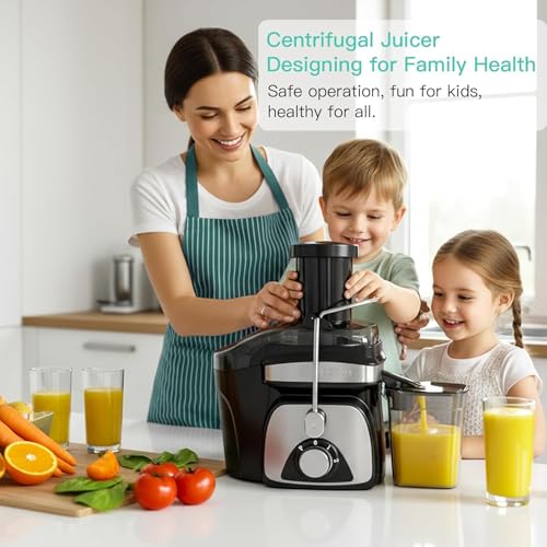 AZEUS Juicer - Centrifugal Juicer Machine, 400W Juice Extractor with Dual-Speed, German-Engineered Blades, Easy Clean, Anti-Drip Design, 2-Layer Centrifugal Bowl, 100% BPA-Free