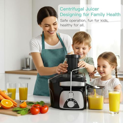 AZEUS Juicer - Centrifugal Juicer Machine, 400W Juice Extractor with Dual-Speed, German-Engineered Blades, Easy Clean, Anti-Drip Design, 2-Layer Centrifugal Bowl, 100% BPA-Free