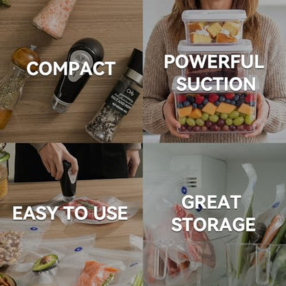 Vesta Precision Handheld Vacuum Sealer, Powerful Compact Vacuum Sealer for Food Save, Portable & Rechargeable Design Food Sealer for Seal Meal Saver, Works with valved Bags, Zipper Bags and Containers