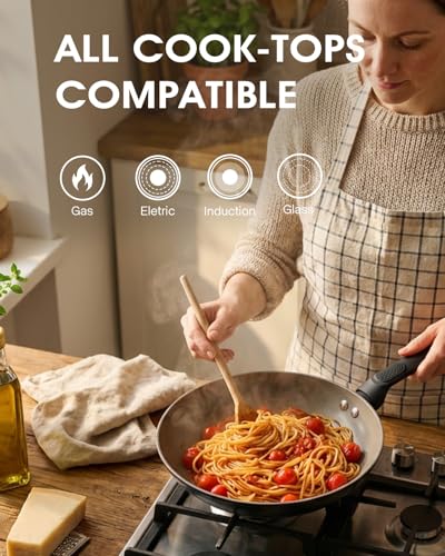 UFIRE 8 Inch Nonstick Frying Pan Skillet, Ceramic Frying Pan, Non Toxic Healthy Ceramic Coating, Suitable for All Stovetops, PTFE PFOA PFOS Free, Black
