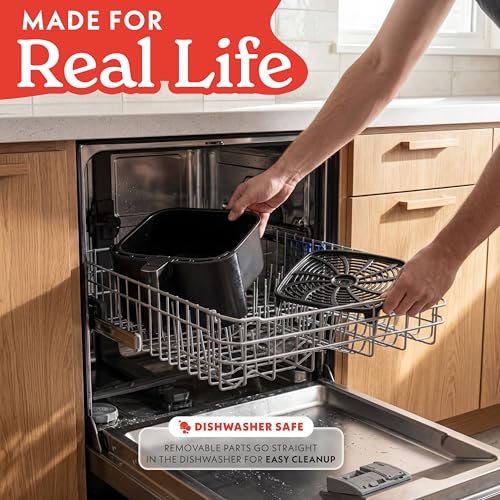 Gourmia Air Fryer - 7 Qt Large Capacity with LED Display, 12 One-Touch Presets, FryForce 360° Technology, Nonstick Dishwasher-Safe Basket & Crisper Tray, Black
