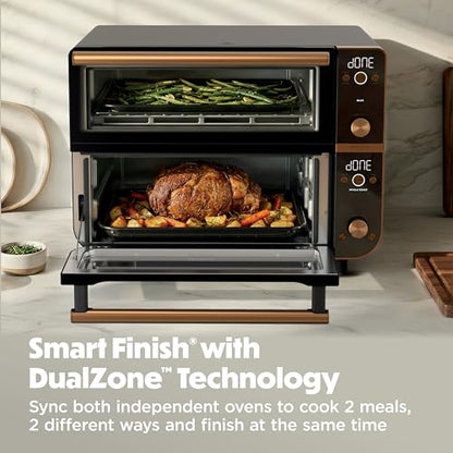 Ninja Double Oven Pro Smart XL Countertop Oven & Air Fryer | 30.2 Qt Capacity |12-in-1 Versatility with Smart Finish & DualZone Tech to Cook 2 Meals at Once | Fit up to 4.5lb Chicken | Onyx | DCT801BK