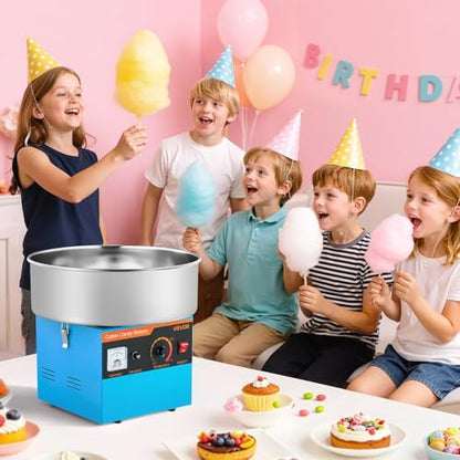 VEVOR Cotton Candy Machine Commercial, 1000W Electric Candy Floss Maker, Easy Use with 15 inch Stainless Steel Bowl and Sugar Scoop, Makes Hard Candy for Home Kids Birthday, Family Party, Blue