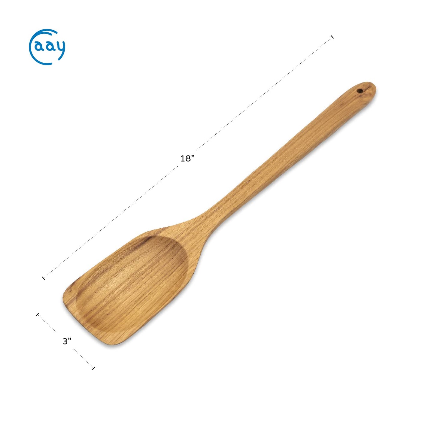 FAAY 18 Inches Large Wooden Spoon, Long Handle Heavy Duty Spoon with Scoop for Big Pot Stirring, Mixing & Cooking. Handcrafted from Teak for Crab Crawfish Seafood Boil, Gumbo Pot.