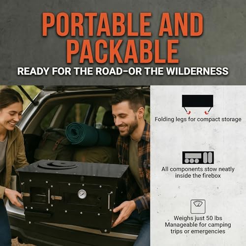 Trailblazer Cookstove – Wood Fired Stovetop with Oven for Off-Grid Living, Camping, RV, Hunting, Prepping, Emergency Heat & Cooking