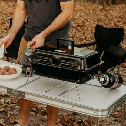 GasOne GPT-25 Propane Burner Gas Grill with Foldable Legs – Portable Grill Propane BBQ Grills with Adjustable Regulator – Heavy Duty Metal Construction – Easy to Assemble, Compact Foldable Design