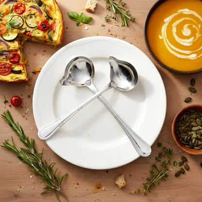 2Pcs Gravy Spoon Ladle Small Ladle with Pouring Spout, 7.9 Inch Stainless Steel Saucier Sauce Soup Spoon for Spooning Gravies Sauces Dressings