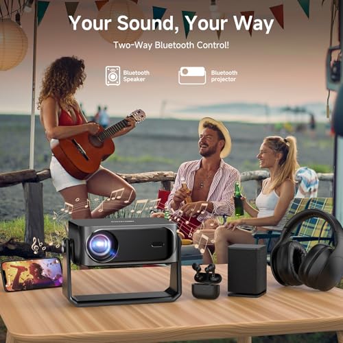 [2000 ANSI/Auto Focus & Keystone/Built-in APP] 4K Outdoor Projector with Wifi and Bluetooth, Smart Portable Projector with Built in Apps YouTube/PrimeVideo & Dolby, Home Theater Projector with HDR10+