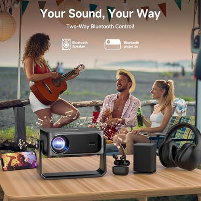 [2000 ANSI/Auto Focus & Keystone/Built-in APP] 4K Outdoor Projector with Wifi and Bluetooth, Smart Portable Projector with Built in Apps YouTube/PrimeVideo & Dolby, Home Theater Projector with HDR10+