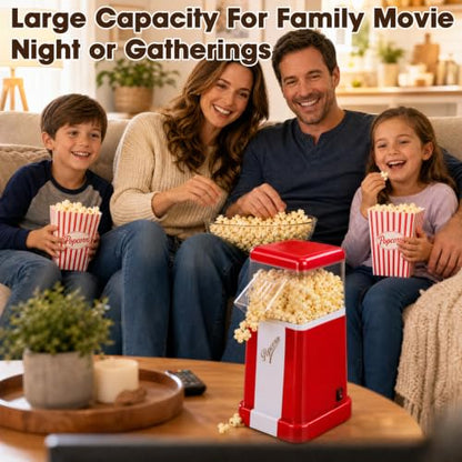 Flantor Hot Air Popcorn Popper 1200W, 12-Cup Mini Popcorn Maker