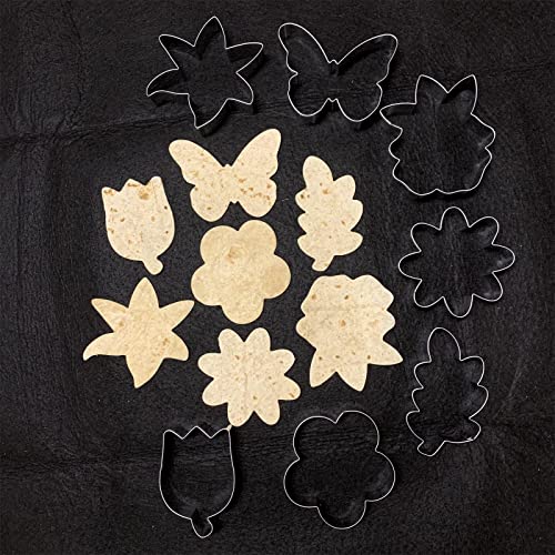 LUBTOSMN Flower and Leaf Cookie Cutter Set-7 Piece-Daisy, Lily, Rose, Tulip, Oak Leaf and Butterfly Fondant Biscui Cutters