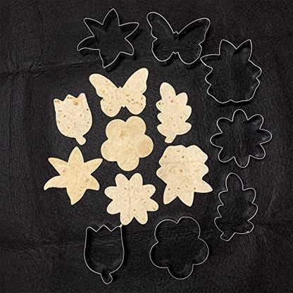 LUBTOSMN Flower and Leaf Cookie Cutter Set-7 Piece-Daisy, Lily, Rose, Tulip, Oak Leaf and Butterfly Fondant Biscui Cutters