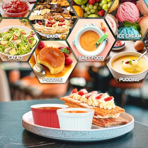 Ramekins with Lids 8 Oz - Set of 6, Ceramic Souffle Creme Brulee Ramekins with Covers, Colorful Custard Cups for Baking, Ceramic Custard Cups Safe and Dishwash Safe