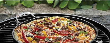 Outset Grill Paella and Deep Dish Pizza Pan, Cast Iron BBQ Pan with Handles, 18.15” x 14.11” x 1.25"