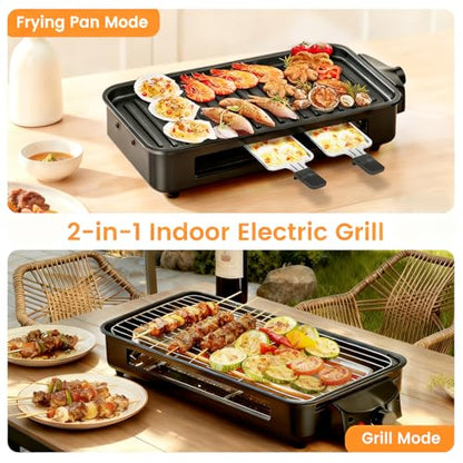 Electric Indoor Grill 1700W 2 in 1 Smokeless Griddle Grill Pan for Kitchen