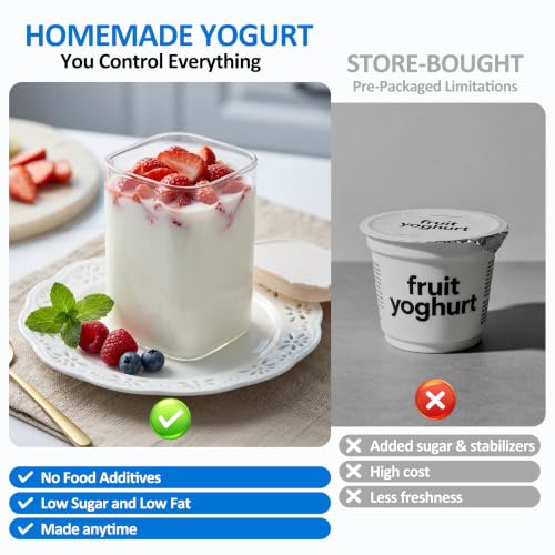 ESOHOT Yogurt Maker Machine with 6 BPA-Free Glass Jars, Digital Temperature Control & Timer, Automatic Yogurt Maker for Homemade Greek Yogurt, LED Display