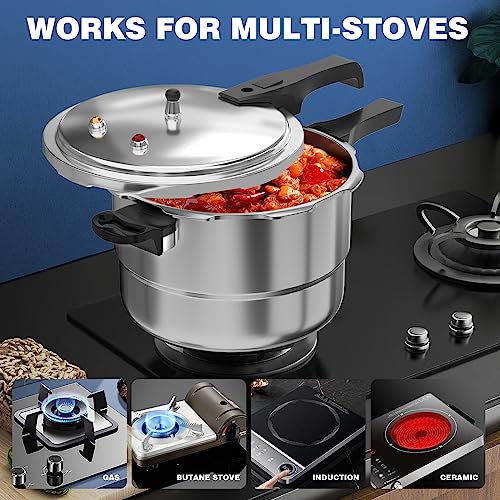 WantJoin 6Qt Aluminum Pressure Cooker w/Release Valve & Multiple Protective Devices,Pressure Canner Compatible with Gas & Induction Cooker,Canner Rack Included