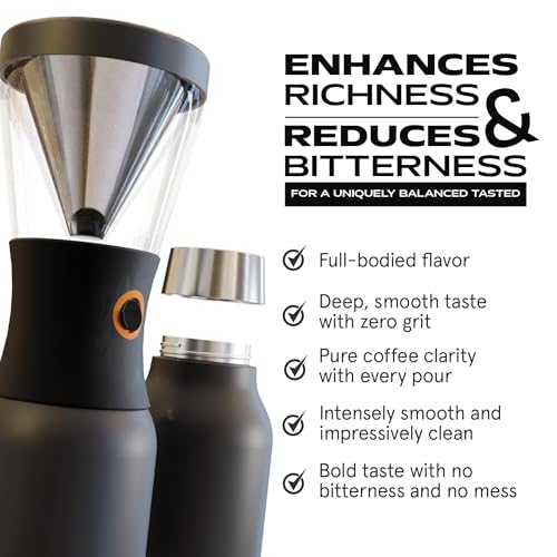 asobu Cold Brew Coffee Maker, Award-Winning 40oz Insulated Cold Brew Brewer with Portable Stainless Steel Carafe – No.1 Europe Coffee Fest Winner, Leakproof, BPA-Free, Keeps Cold 24H