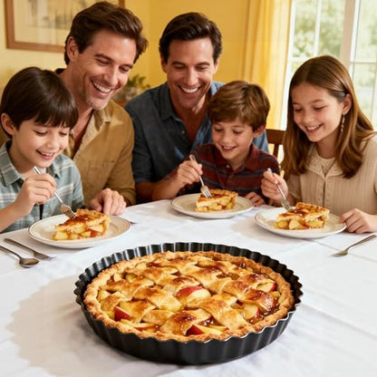 Tart Pan 2 Pack, 9 Inch Non-Stick Carbon Steel Pie Pan, Tart Pans with Removable Bottom -Top 9.5 inches, bottom 9 inches, 1.2 inches deep - Perfect Molds for Making pie, Fruit Tarts with Grooved Edges