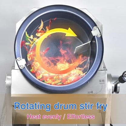 Koalalko Commercial Automatic Stir Fry Wok Machine with water spray,Automatic 360° Stir Fry Cooker,Automatic Cooking Machine,Drum Type Stir Frying Machine(Natural Gas, Countertop)