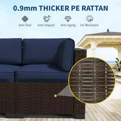 SHGJ&SOFT 9 Piece Patio Furniture Set, Modular Sectional Sofa， Blue