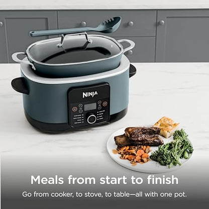 Ninja® 14-in-1 PossibleCooker™ PRO | 8.5qt, Sous Vide, Proof, Bake, & Steam Multicooker | Slow Cooker, Dutch Oven | Glass Lid & Integrated Spoon | Nonstick, Oven Safe Pot 500°F | Sea Salt Gray |MC1001