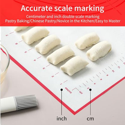 Silicone Baking Mat Super Large, 32x24 inch Silicone Pastry Non Stick Kneading Mat with Cable Ties and Dough Scraper, Measurement Food Grade Silicone Mat for Rolling Dough