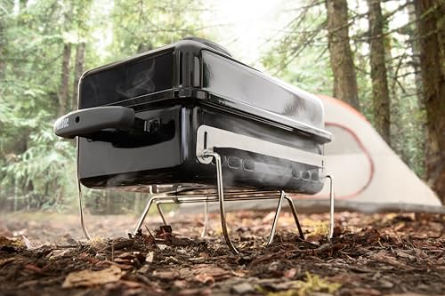 Weber Go‑Anywhere Charcoal Grill – Compact Portable BBQ Grill for Camping, Tailgating & Outdoor Cooking with 2‑Piece Cooking Grate & Precise Airflow Dampers