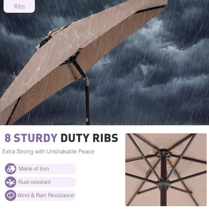NEWBULIG 7.5FT Patio Umbrella, Outdoor Table Umbrellas with Push Button Tilt and Crank, 6 Sturdy Ribs, Waterproof, UV Protection and Fade Resistant, for Pool, Garden, Market, Backyard