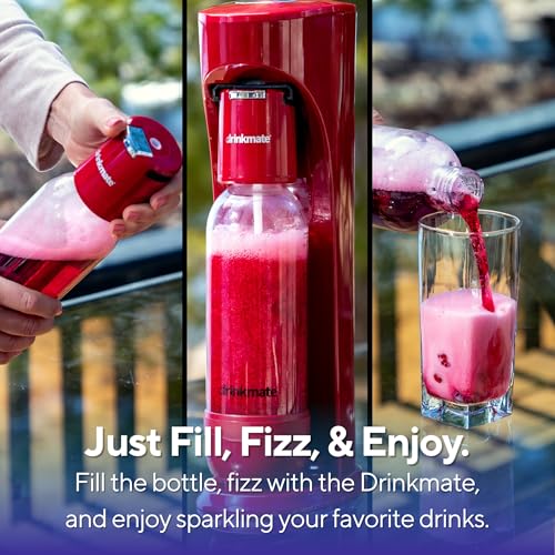 Drinkmate OmniFizz Sparkling Water Maker & Soda Streaming Machine | Carbonates Any Drink | ULTIMATE BUNDLE | Includes Three 60L CO2 Cartridges + Two BPA-Free Bottles (Matte Black)